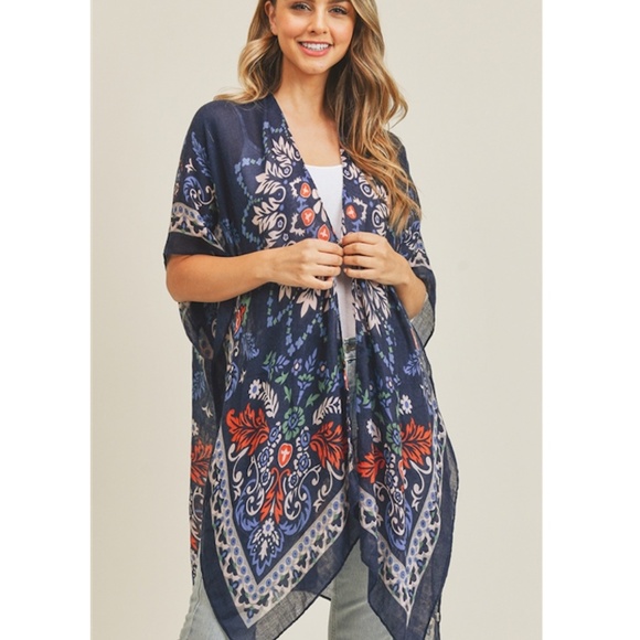 "The Enya" Navy Boho Kimono - Picture 2 of 3
